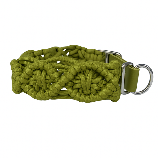 Paracord Hundehalsband Grün – Handgemacht mit Biothane-Schnalle, Robust & Verstellbar