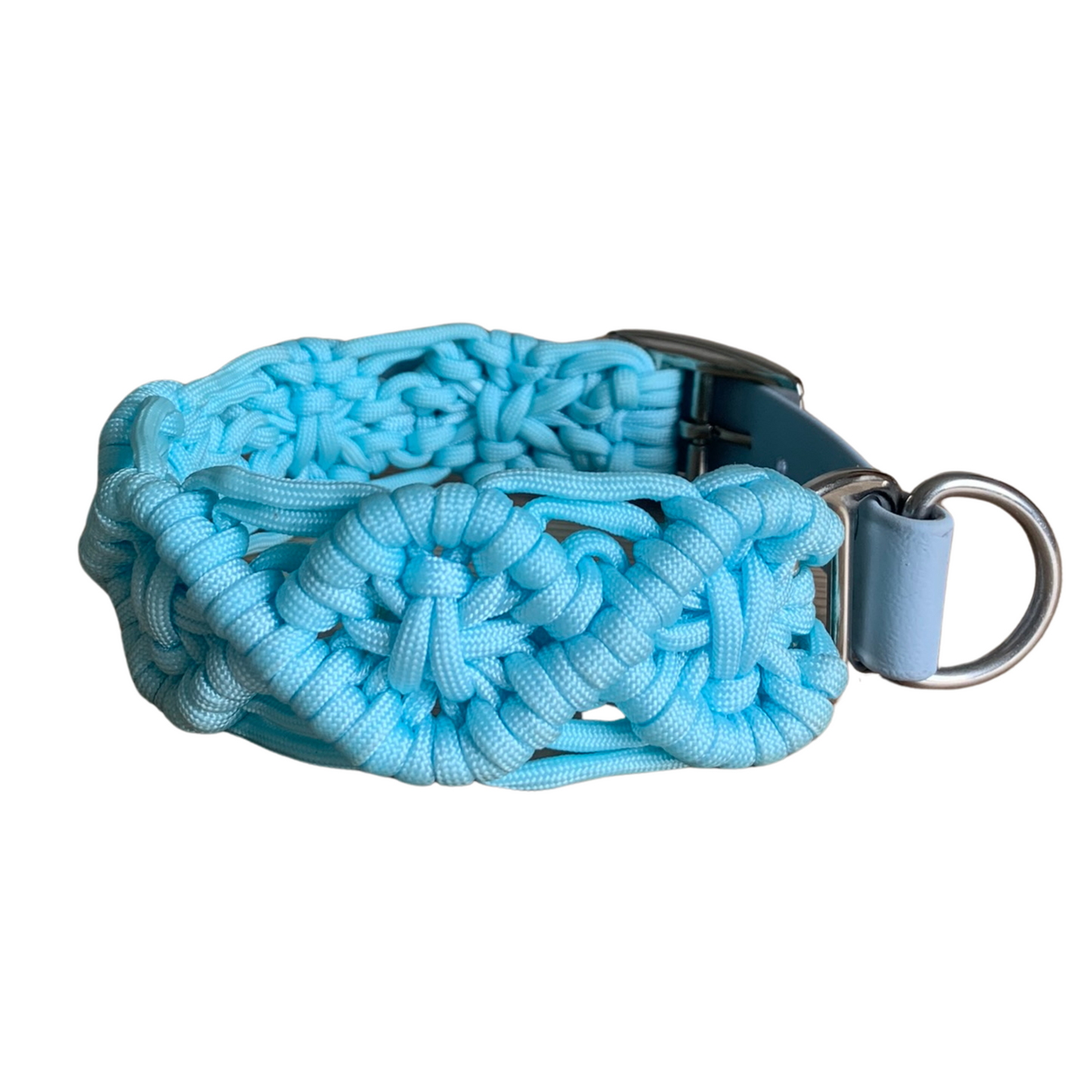 Paracord Hundehalsband Hell-Blau – Handgemacht mit Biothane-Schnalle, Robust & Verstellbar