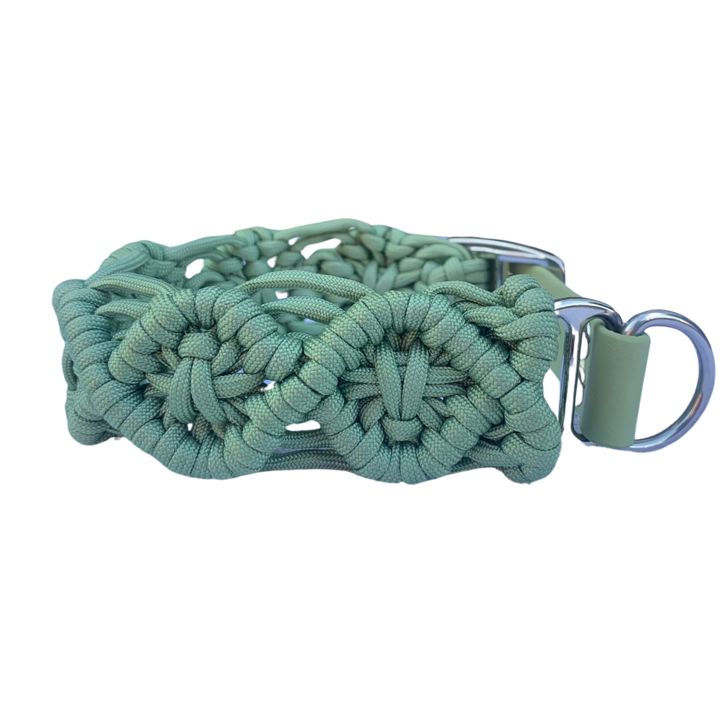 Paracord Hundehalsband Grün – Handgemacht mit Biothane-Schnalle, Robust & Verstellbar